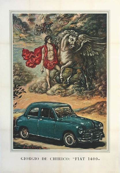 De Chirico Giorgio : FIAT 1400  - Auction Vintage Posters - Digital Auctions