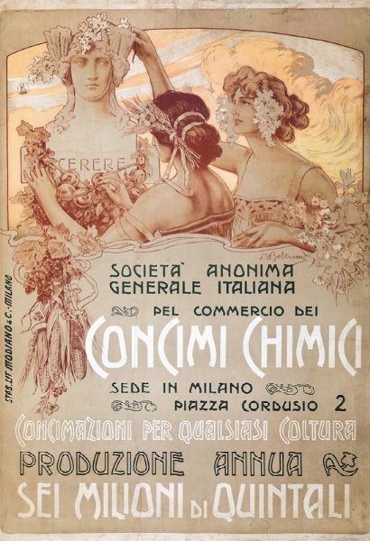 Beltrame Achille : SOCIETA  ANONIMA GENERALE ITALIANA&  CONCIMI CHIMICI, SEDE IN MILANO&  - Auction Vintage Posters - Digital Auctions