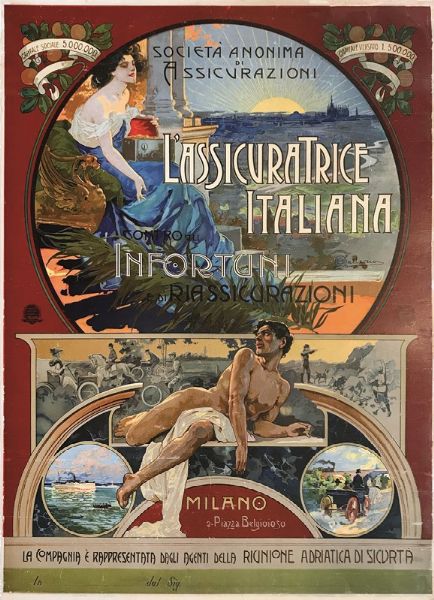 L ASSICURATRICE ITALIANA CONTRO GLI INFORTUNI&  - Auction Vintage Posters - Digital Auctions