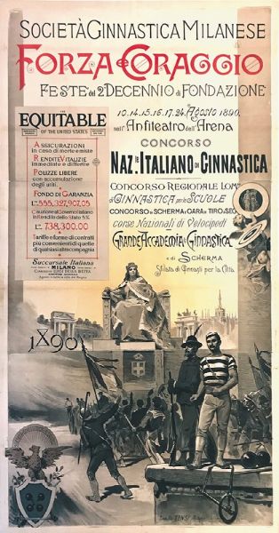 FORZA E CORAGGIO / SOCIETA  GINNASTICA MILANESE  - Asta Manifesti d'epoca - Digital Auctions