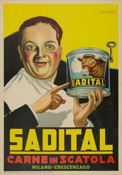 SADITAL CARNE IN SCATOLA / BRUNALPINA LA VERA CARNE DI BUE IN SCATOLA  - Auction Vintage Posters - Digital Auctions