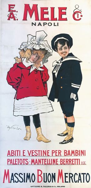 E.& A. MELE   ABITI VESTINE PER BAMBINI&  PALETOTS, MANTELLINE-BERRETTI ECC.  - Auction Vintage Posters - Digital Auctions