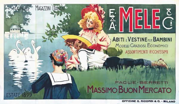 E.& A. MELE   ABITI VESTINE PER BAMBINI&  MASSIMO BUON MERCATO  - Auction Vintage Posters - Digital Auctions