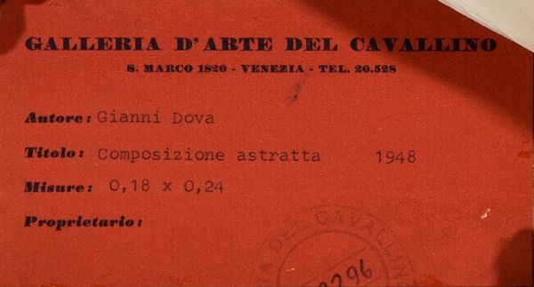Dova Gianni : Composizione astratta  - Auction 86 MODERN AND CONTEMPORARY ART SALE - Digital Auctions