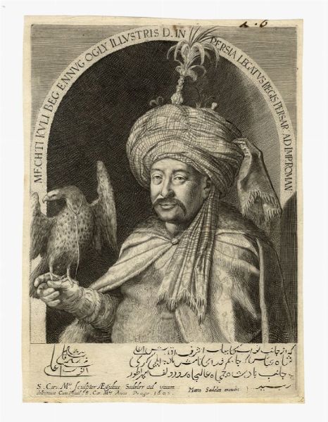 Ritratto di Mechti Kuli Beg, ambasciatore di Shah Abbas I alla corte di Rodolfo II.  - Auction Graphics & Books - Digital Auctions