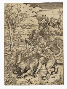 Albrecht Drer - Sansone squarcia la mascella del leone.