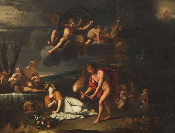Allegoria con divinit fluviali e Apollo sul carro del Sole  - Auction Important Old Masters Paintings - Digital Auctions