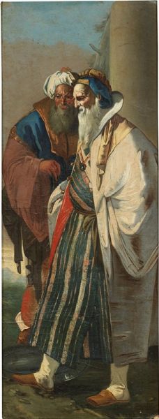 Due vecchi con turbanti e vesti alla turca e Donna con anfora, bambino e uomo orientale  - Auction Important Old Masters Paintings - Digital Auctions