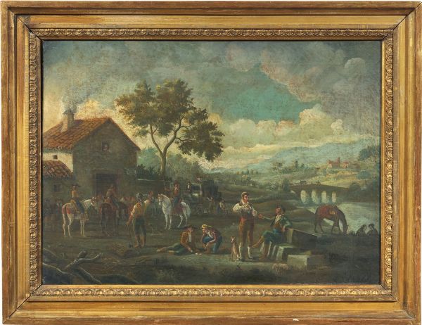 Paesaggio con cavallerizzi e gitani  - Auction Important Old Masters Paintings - Digital Auctions