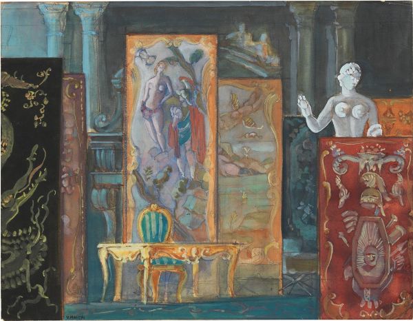 Salone - Scenografia per I cavalieri dell'illusione  - Auction XIX and XX Century Paintings and Sculptures - Digital Auctions