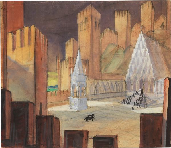 Uscita castello - Scenografia per I cavalieri dell'illusione  - Asta Dipinti e Sculture del XIX e XX secolo - Digital Auctions