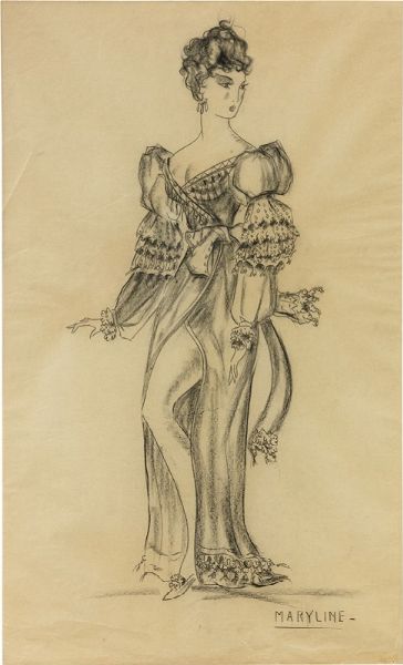 Maryline - Bozzetto di costume per I due sergenti  - Asta Dipinti e Sculture del XIX e XX secolo - Digital Auctions