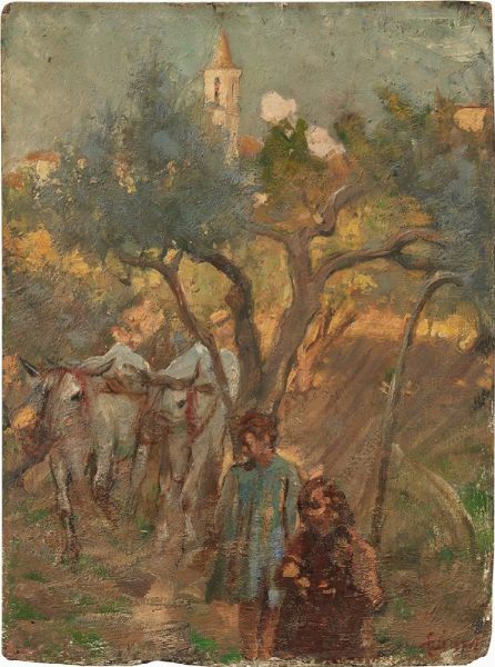 Paesaggio con armenti (Strada nel Chianti)  - Auction XIX and XX Century Paintings and Sculptures - Digital Auctions