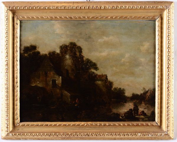 Scuola olandese del XVII secolo Paesaggio con viandanti e architteture  - Auction Old Masters - Digital Auctions