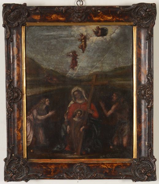 Scuola del XVII secolo Madonna con Bambino, San Giovanni Battista e la Maddalena  - Auction Old Masters - Digital Auctions