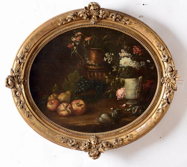 Scuola toscana del XVII secolo Natura morta con vaso di fiori e frutti  - Auction Old Masters - Digital Auctions