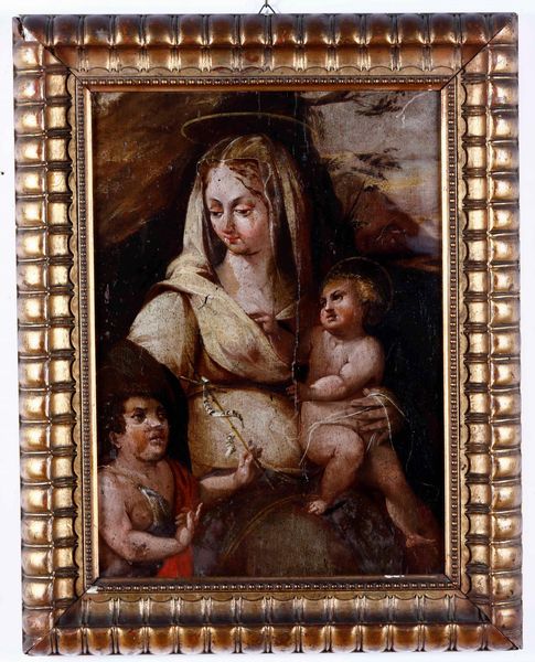 Scuola toscana del XVI secolo Madonna con Bambino e San Giovannino  - Auction Old Masters - Digital Auctions