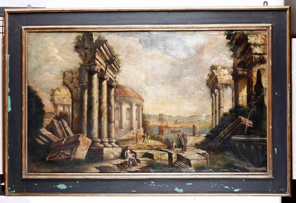 Scuola italiana del XVIII secolo Capricci con rovine classiche e figure  - Auction Old Masters - Digital Auctions