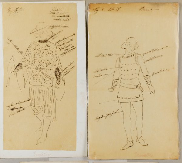 Scuola italiana del XIX secolo Studi per i costumi di due personaggi del Trovatore di Verdi  - Auction Old Masters - Digital Auctions