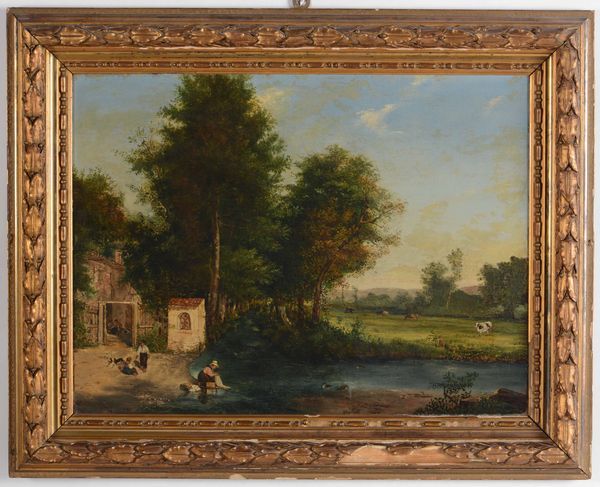Ignoto pittore del XIX secolo Paesaggio con figure  - Auction Old Masters - Digital Auctions