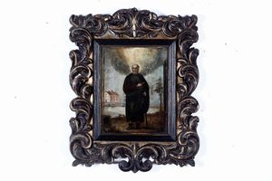 Scuola del XVIII secolo Figura di santo  - Asta Dipinti Antichi | Cambi Time - Digital Auctions