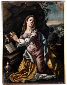 Scuola del XVII secolo Maddalena in contemplazione  - Auction Old Masters - Digital Auctions