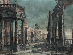 Scuola emiliana del XVIII secolo Capriccio architettonico con rovine  - Auction Old Masters - Digital Auctions
