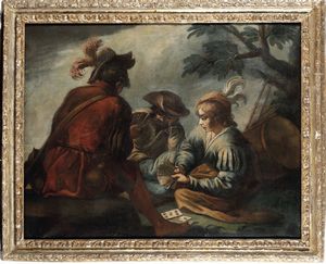 Scuola dellItalia centrale del XVIII secolo Giocatori di carte  - Auction Old Masters - Digital Auctions