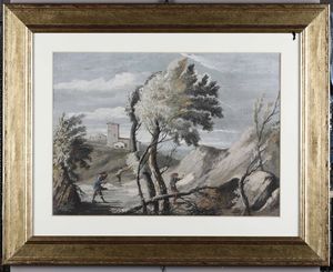 Scuola veneta del XVIII-XIX secolo Paesaggi con figure  - Auction Old Masters - Digital Auctions