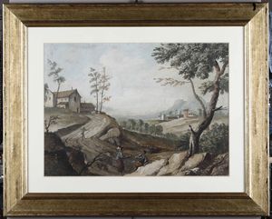 Scuola veneta del XVIII-XIX secolo Paesaggi con figure  - Auction Old Masters - Digital Auctions