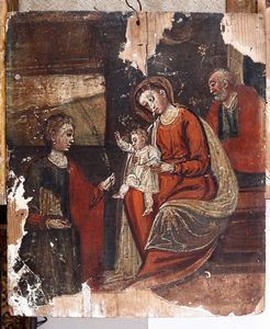 Scuola veneto-cretese del XVIII secolo Sacra Famiglia con Santa Cecilia  - Auction Old Masters - Digital Auctions