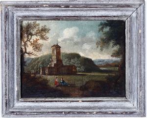 Scuola del XIX secolo Paesaggio con contadini  - Auction Old Masters - Digital Auctions