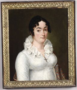 Artista del XIX secolo Ritratto di signora in bianco con scialle fiorito  - Auction Old Masters - Digital Auctions