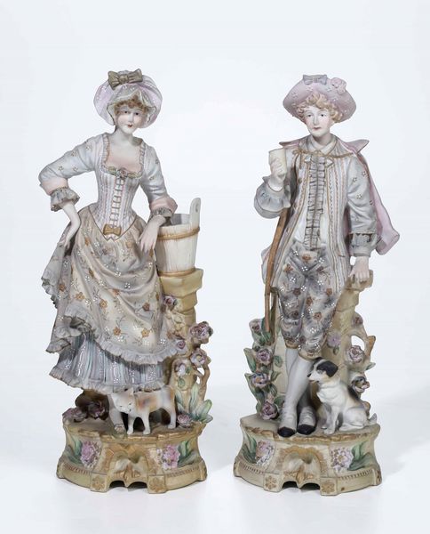 Coppia di figurine. Manifattura indeterminata, 1900 circa  - Auction Ceramics | Cambi Time - Digital Auctions