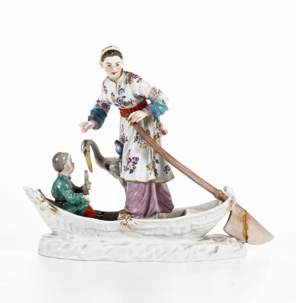 Gruppo con madre e figlio cinese in barca. Meissen, met del XX secolo  - Auction Ceramics | Cambi Time - Digital Auctions