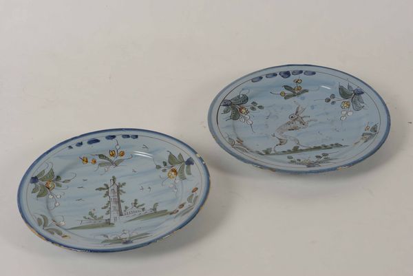 Quatto piatti. Pavia, prima met del XVIII secolo  - Auction Ceramics | Cambi Time - Digital Auctions