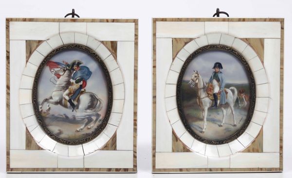 Coppia di miniature. Napoleone a cavallo. In cornice  - Auction Antiques | Cambi Time - Digital Auctions