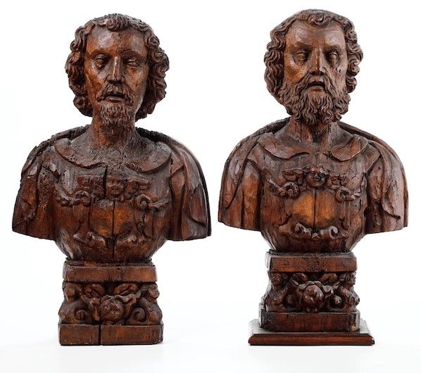 Coppia di busti reliquiari in legno scolpito. Scultore del XVIII secolo  - Auction Antiques | Cambi Time - Digital Auctions