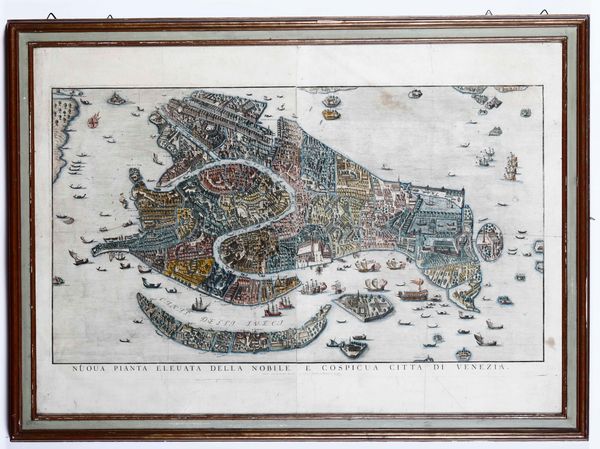 Grande incisione acquarellata raffigurante Venezia, fine XVIII secolo, inizi XIX  - Auction Antiques | Cambi Time - Digital Auctions