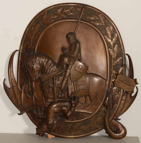 Grande placca in bronzo raffigurante San Giorgio  - Auction Antiques | Cambi Time - Digital Auctions