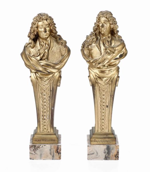 Busto di Luigi XIV e busto di Colbert. Bronzo dorato. Fonditore del XIX secolo  - Auction Antiques | Cambi Time - Digital Auctions