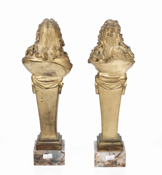 Busto di Luigi XIV e busto di Colbert. Bronzo dorato. Fonditore del XIX secolo  - Auction Antiques | Cambi Time - Digital Auctions