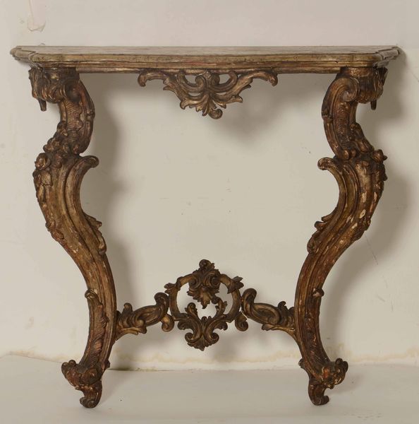 Piccola consolle in legno intagliato e dorato. XVIII secolo  - Auction Antiques | Cambi Time - Digital Auctions