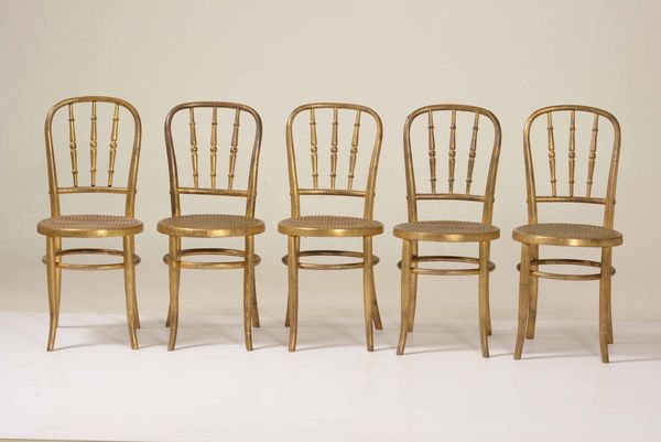 Cinque sedie dorate tipo thonet  - Auction Antiques | Cambi Time - Digital Auctions