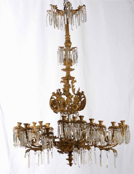 Grande lampadario in bronzo dorato a motivi floreali a 24 fiamme  - Auction Antiques | Cambi Time - Digital Auctions