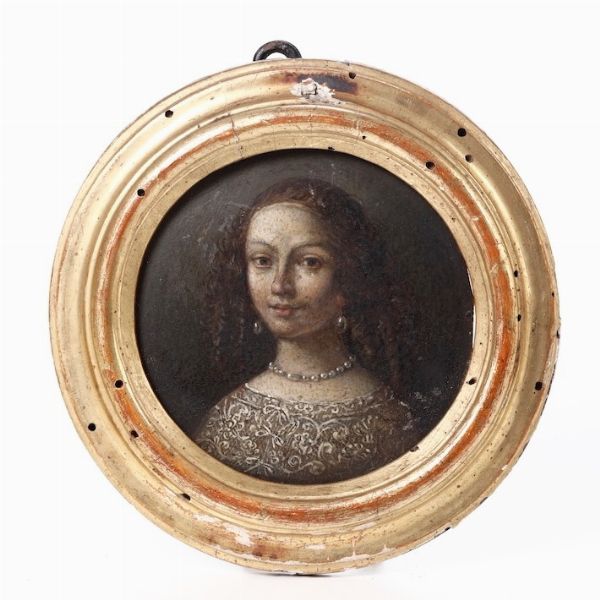 Miniatura su rame con figura femminile. XIX secolo diametro cm 7,5  - Asta Antiquariato | Cambi Time - Digital Auctions