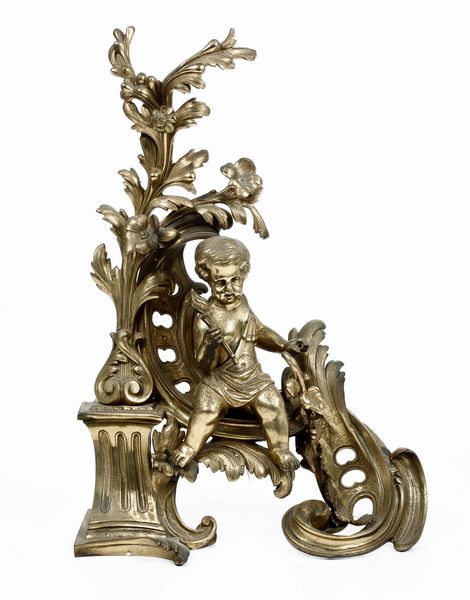 Alare in bronzo dorato con putto. XVIII secolo  - Auction Antiques | Cambi Time - Digital Auctions