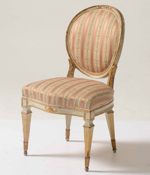 Sedia in legno intagliato, laccato e dorato. Fine XVIII secolo  - Auction Antiques | Cambi Time - Digital Auctions