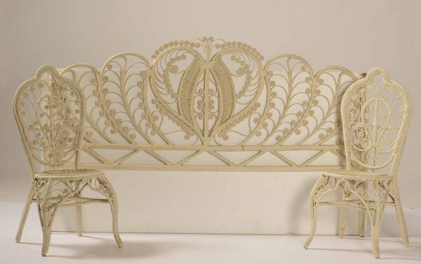 Testiera di letto e coppia di sedie in cannet  - Auction Antiques | Cambi Time - Digital Auctions
