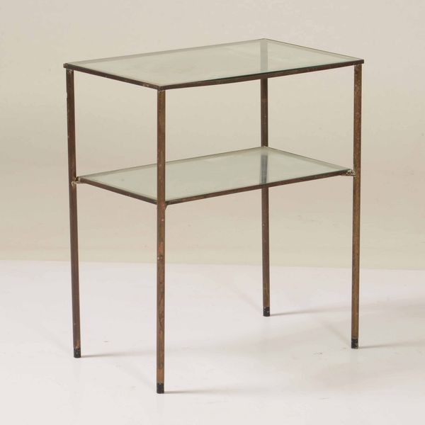 Tavolino in metallo e vetro a due ripiani  - Auction Antiques | Cambi Time - Digital Auctions